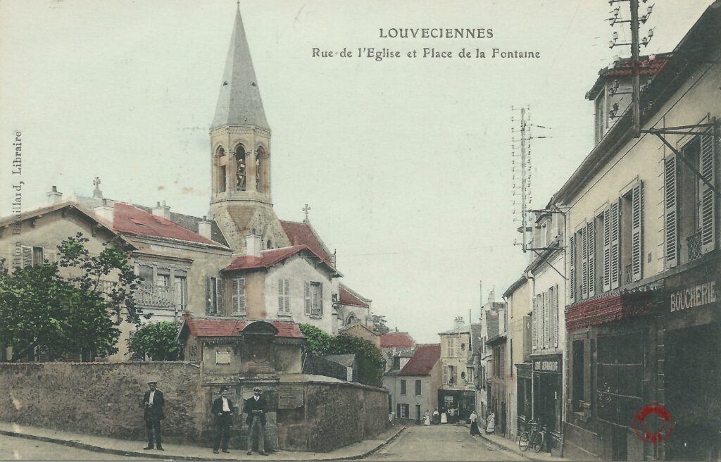 Eglise, ancienne mairie et la rue du Professeur Tuffier